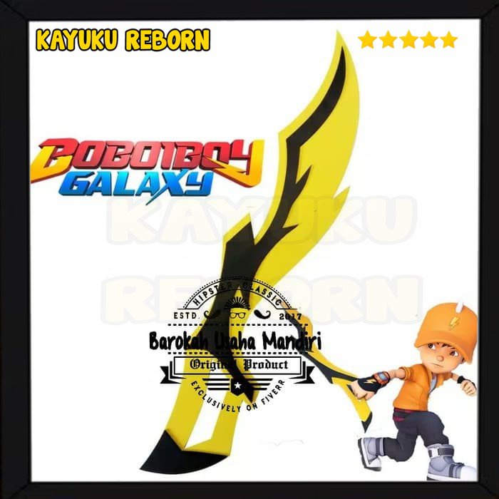Mainan pedang kayu anak boboiboy pedang petir kuning premium