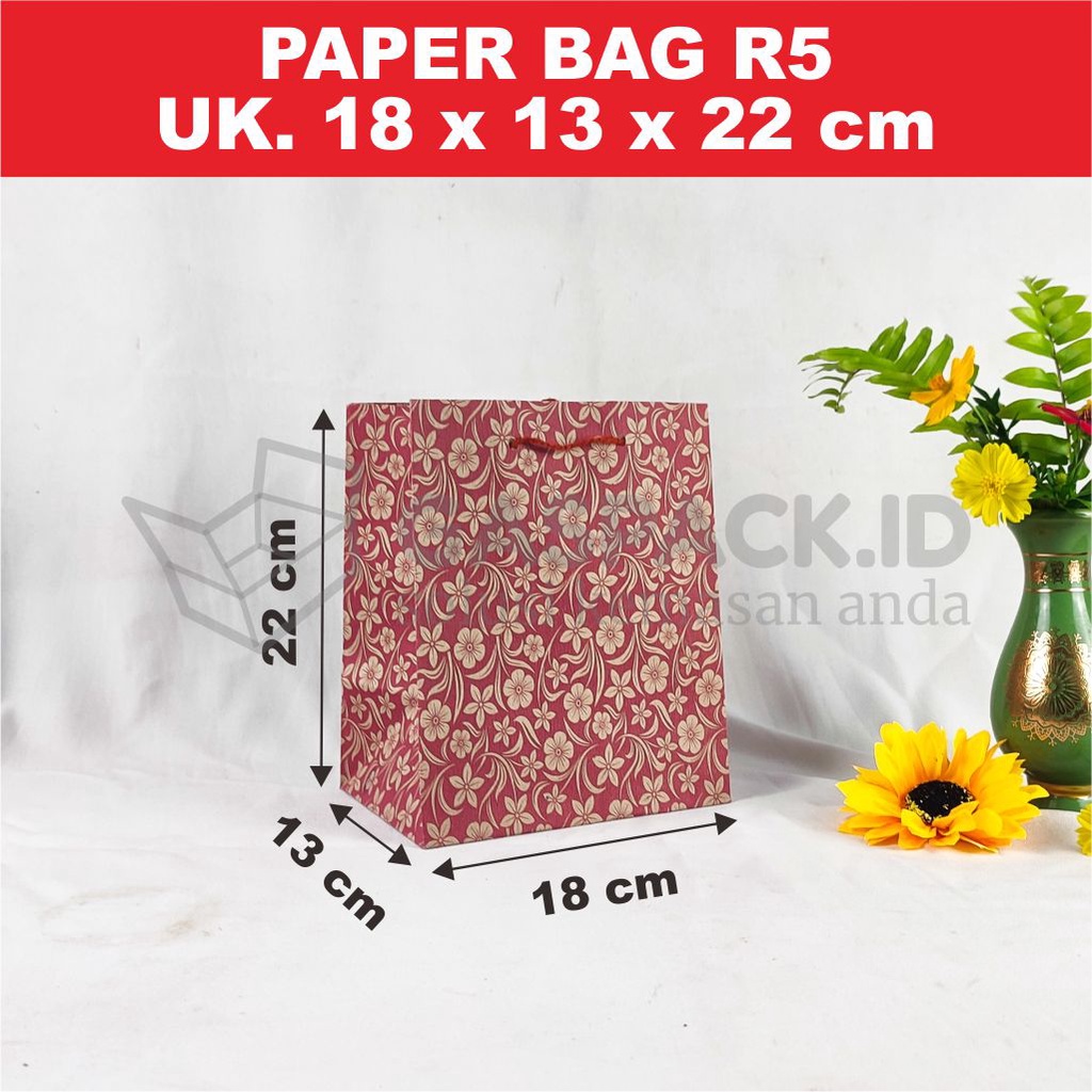 

R5_Paper Bag Tas Kertas Godie Bag Uk 18x13x22 cm isi 12 pcs