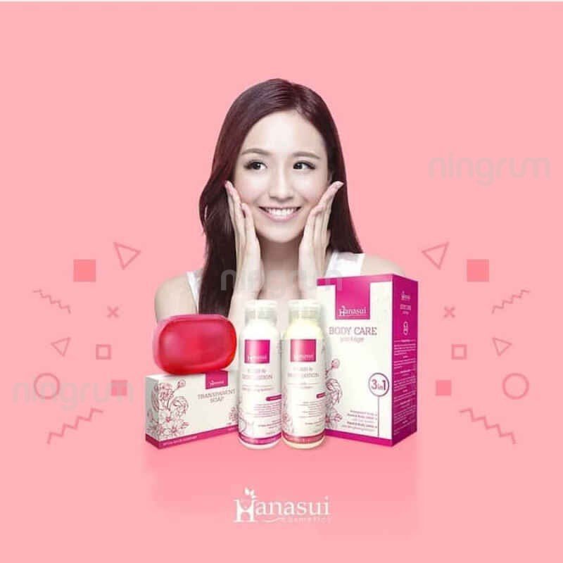 Ningrum - Hanasui Body Care 3 in 1 Package | Transparent Soap | Day &amp; Night Lotion Paket Kecantikan Original BPOM - 5031