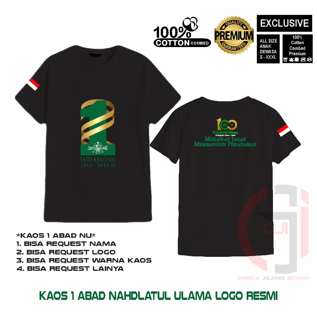 Kaos Satu Abad NU-Merawat Jagat Membangun Peradaban Hiqh Quality-Hitam