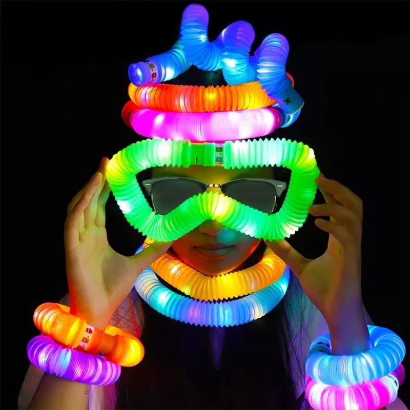 Mainan Anak Lampu Pipa Pop Light Tube LED Pipa Stick Selang Kerut Puzzle