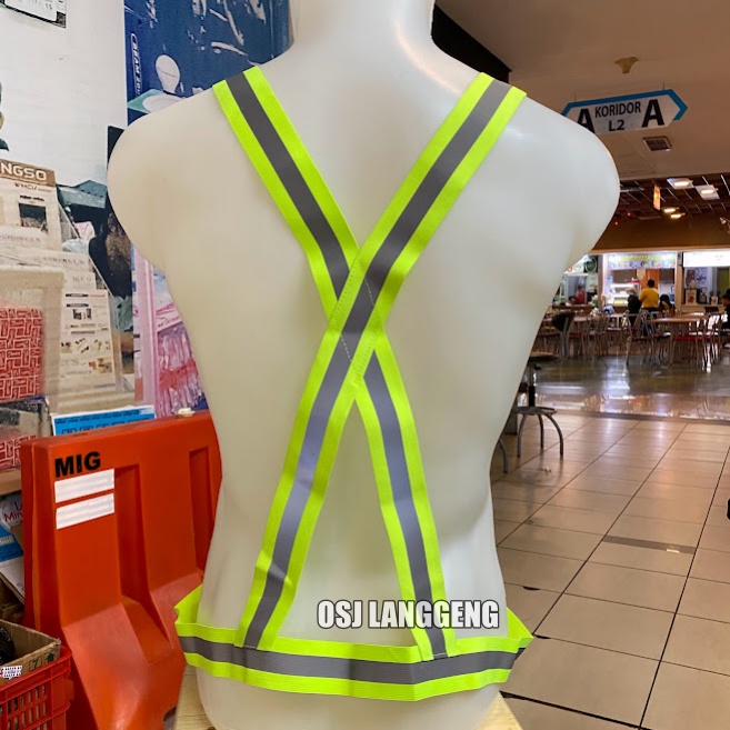 Rompi Safety Vest Bahan Karet Orange / Hijau Stabilo