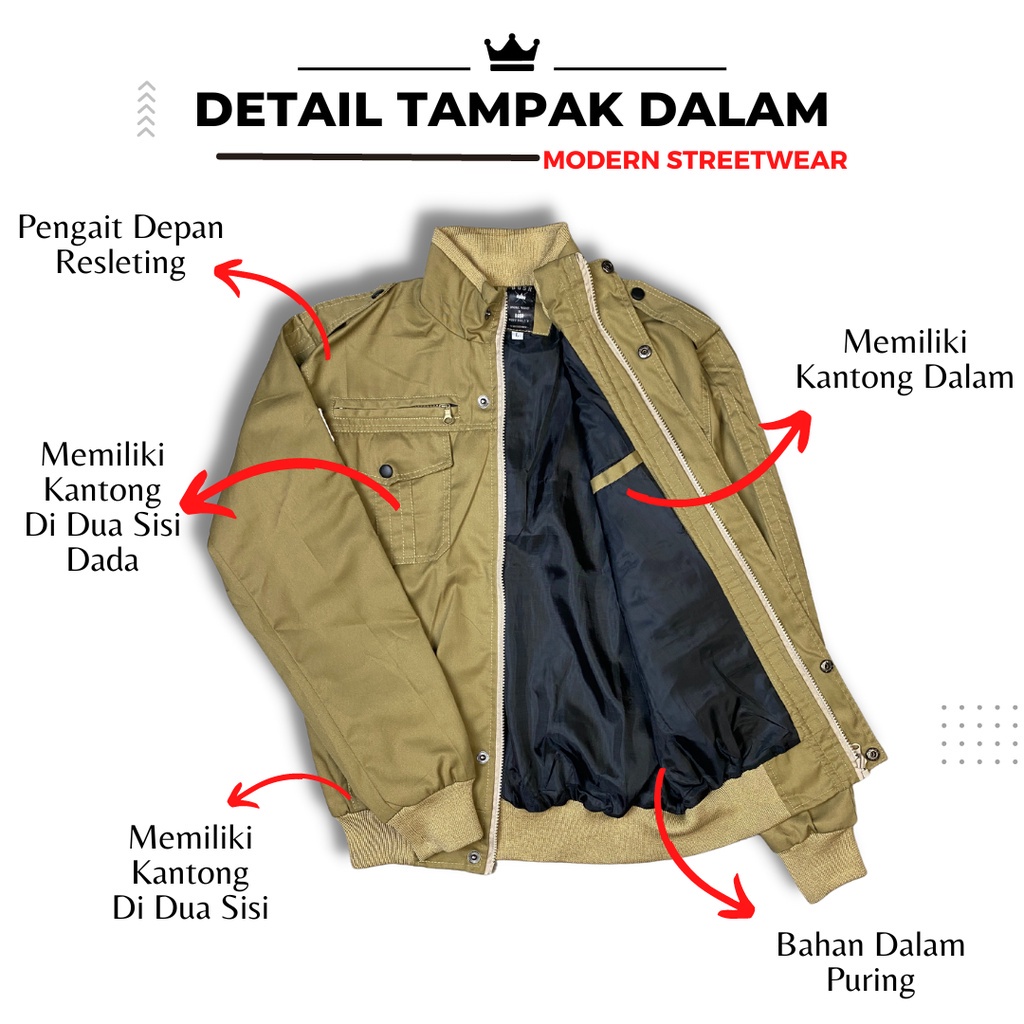 Jaket Pria Bomber Jacket Windbreaker Tebal Adem Ruby US ARMY BGSR