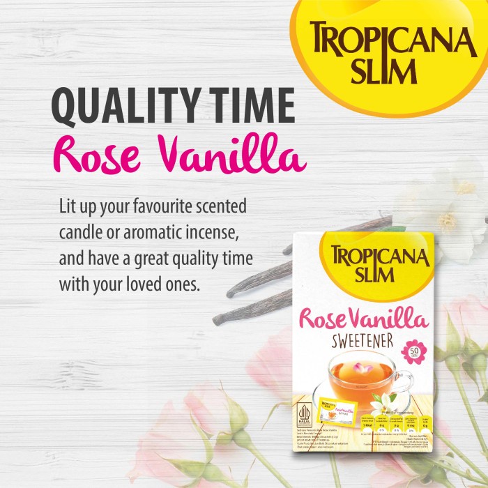 

Tropicana Slim Sweetener Rose Vanilla (50 Sch) - Pengganti Gula