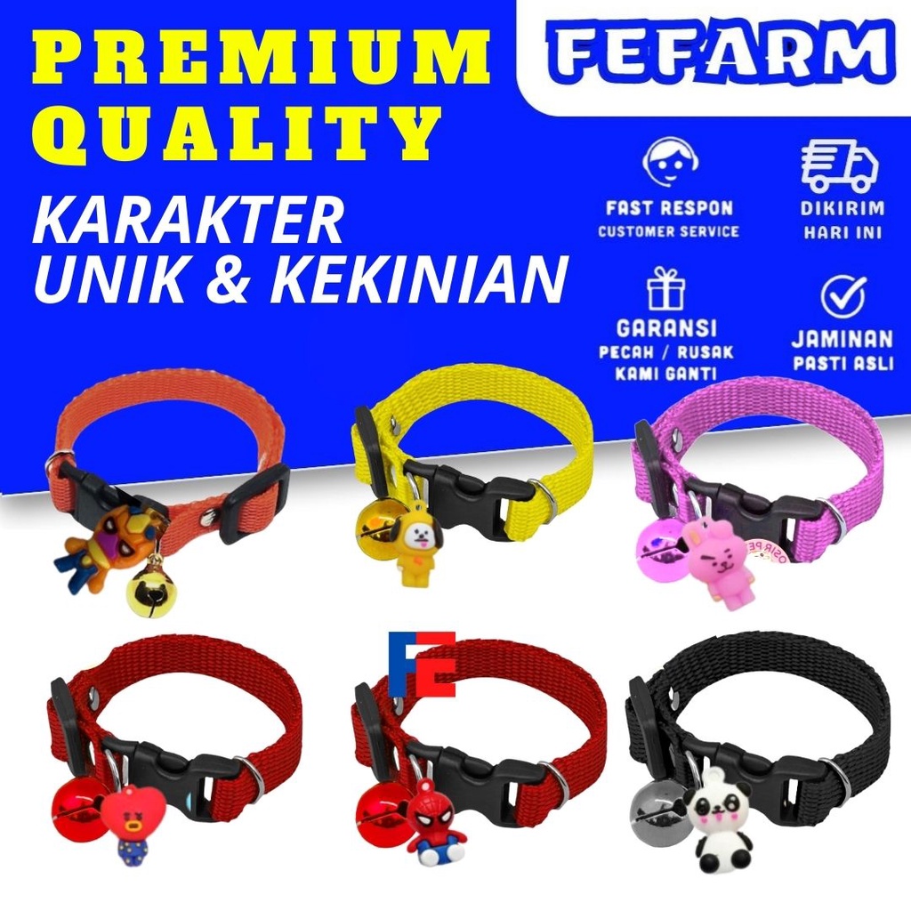 Kalung Kucing Premium Lonceng Karakter Kalung Kucing Lonceng Kalung Kucing Premium Motif Kekinian FEFARM