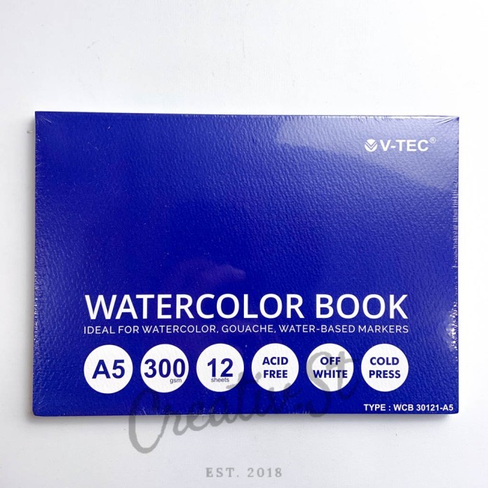 

Buku Gambar Watercolor Book Pad A5 300 Gsm Cold Press V-Tec