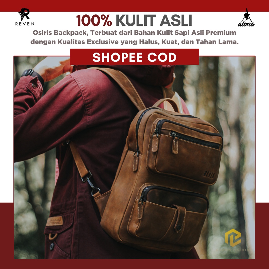 Tas Selempang Ransel Pria Super Premium Original 100% Kulit Sapi Asli Osiris Backpack Cowok Terbaru