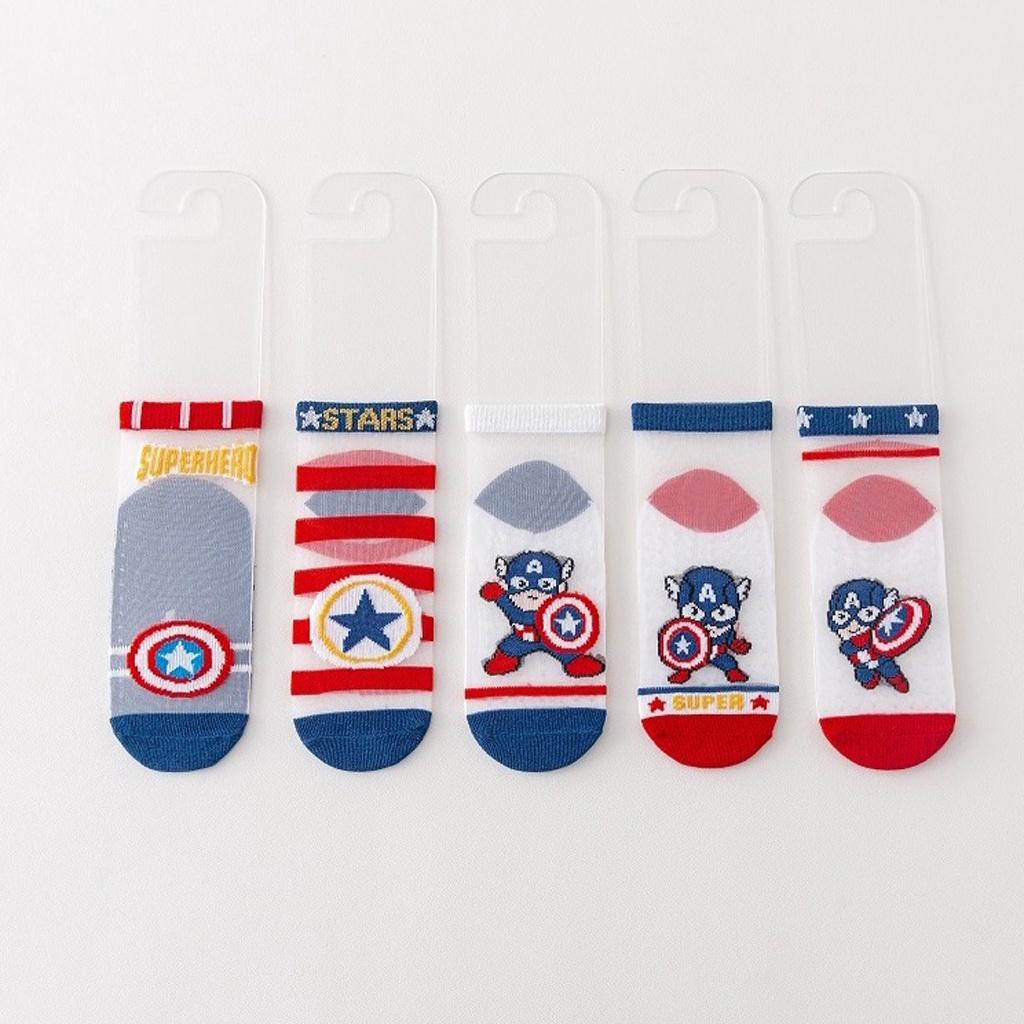 ☀INDOLAND☀ Kaos Kaki Anak Motif Captain America Transparan Kaus Kaki Bayi Lucu KK046