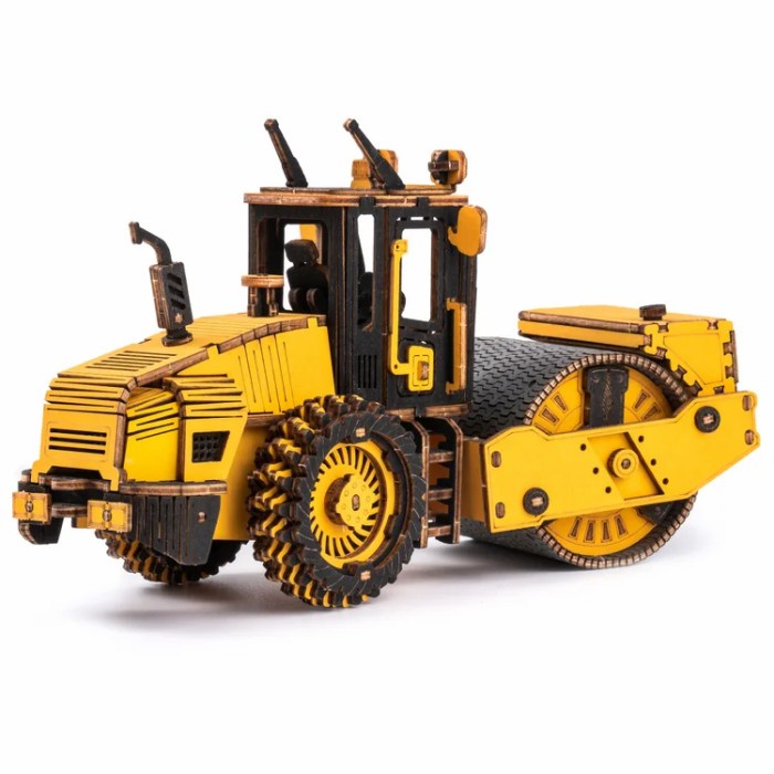 ROLIFE Robotime ROKR Road Roller Engineering Vehicle 3D Wooden Puzzle TG701K Hobby And Toy Collection