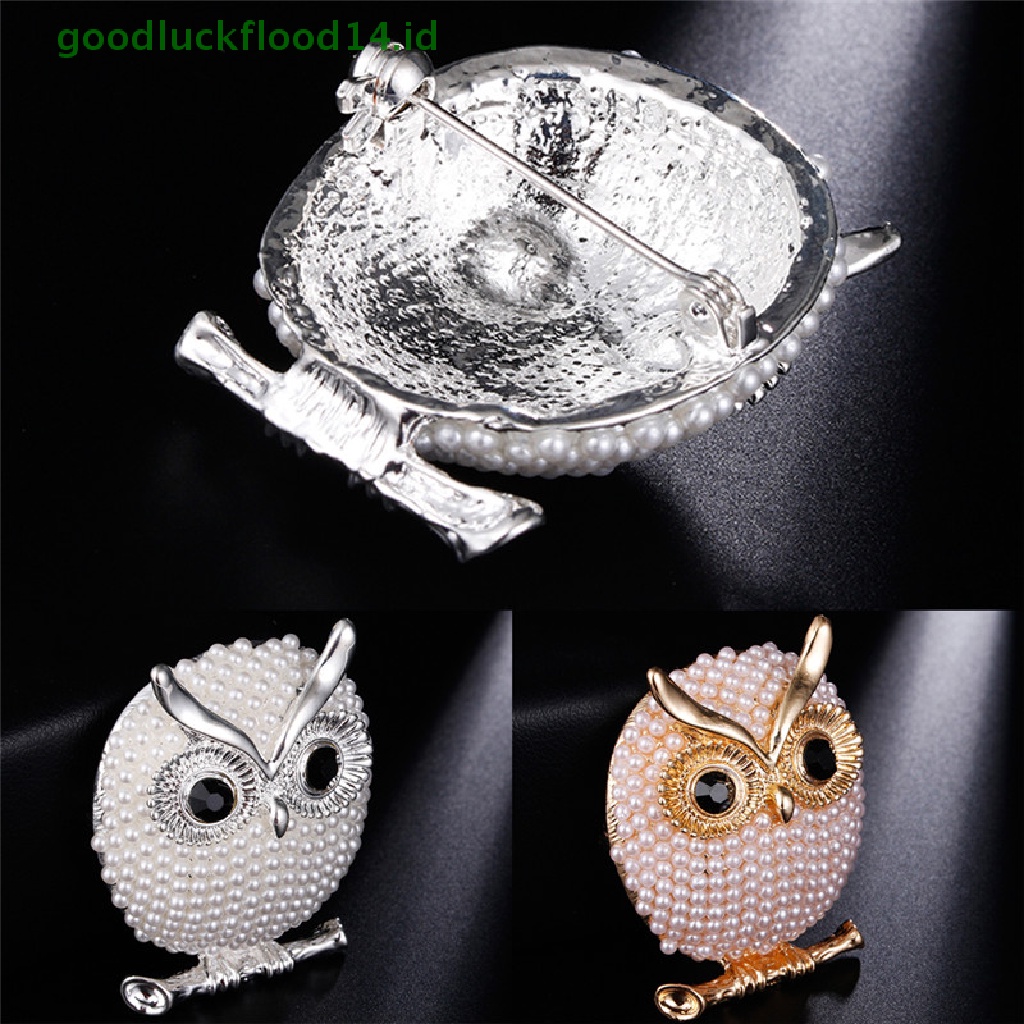 [GOOGFOUR] Owl Bros Pin Mutiara Lapis Emas Bros Lencana Baju Setelan Perhiasan Aksesoris [TOP]