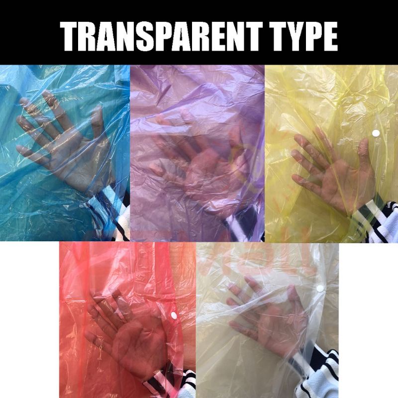 Jas Hujan Plastik Portable Sekali Pakai Transparan Tipis Lengan Panjang Murah