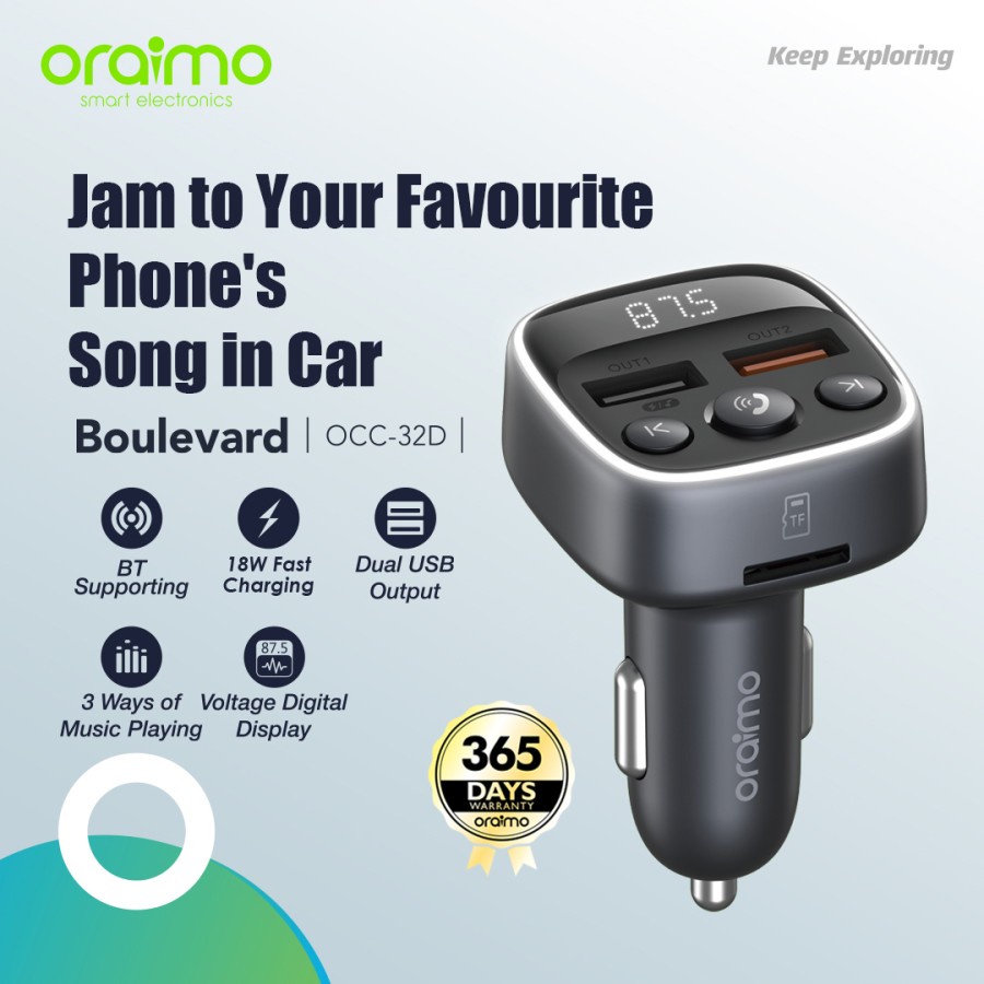 CAR CHARGER ORAIMO 2 USB 18W OCC-32D