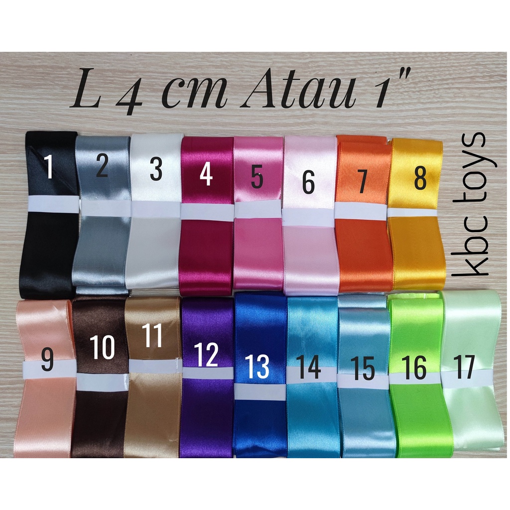 

Pita Satin 4 cm panjang 1 Meter IMPORT Taiwan - Pita Satin Merah Putih Coklat Biru Hitam Cocok Untuk Buket Bunga Atau Pernak-Pernik Kado