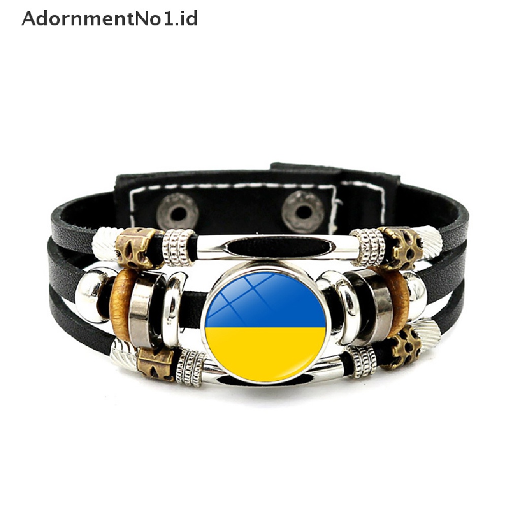 [AdornmentNo1] Gelang Manik-Manik Perhiasan Bendera Multilayer Gelang Kulit PU [ID]