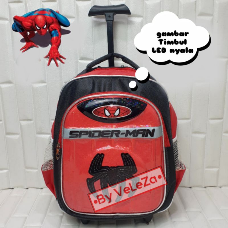 Tas Ransel Troli Anak laki laki Karakter Superhero led gambar timbul - tas anak