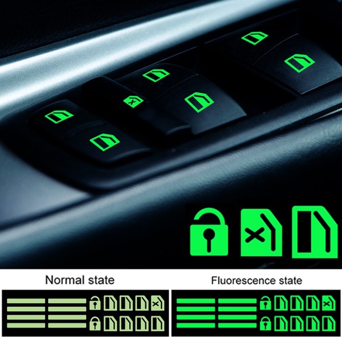 Stiker Tombol Saklar Switch Jendela Pintu Mobil Glow in Dark Luminous
