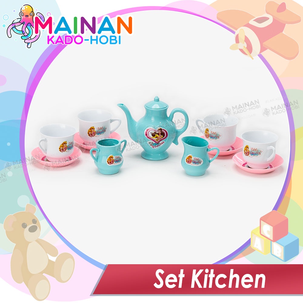 SET KITCHEN HADIAH MAINAN ANAK PEREMPUAN MINIATUR TEKO CANGKIR TEA TIME