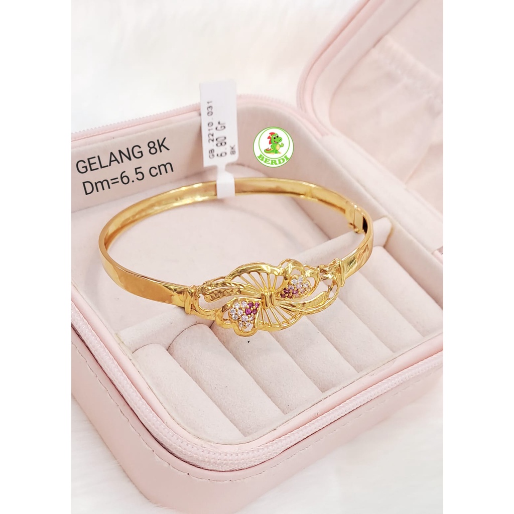 Gelang pipa mata wanita dewasa kadar 375 diameter besar 6.5cm