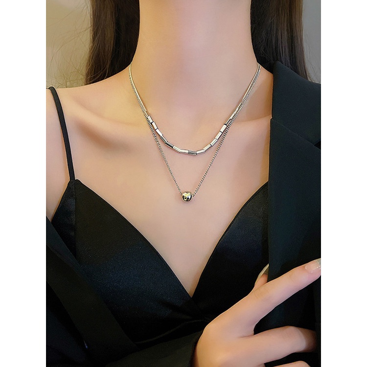 Korea Baja Titanium Choker Berlapis Kalung Wanita Punk Trendi Dainty Rantai Pernyataan Liontin Hip Hop Perhiasan