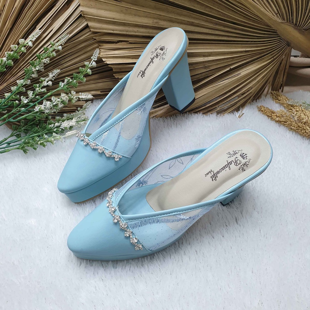 Sepatu wedding pesta cantik alexna babyblue tinggi hak 9cm