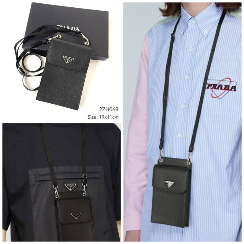 Sling bag phone bag Saffiano Leather Smartphone Case Free Paperbag