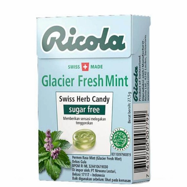 

Ricola sugar free candy permen bebas gula rasa Glacier Fres Mint 40 gr