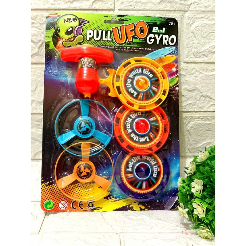 PULL UFO GYRO 2IN1 MAINAN ANAK GASING 2IN1 GASING PUTAR GASING TERBANG GASING TARIK SERBA SERBI BJM BANJARMASIN