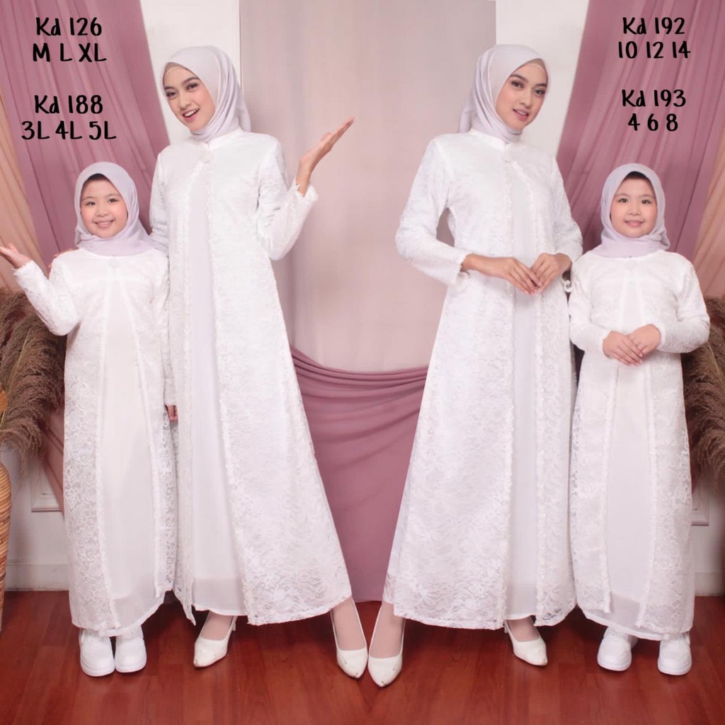 CHIANOZ Gamis Anak Couple Putih Mewah Nagita Dress FULL Brukat Renda Baju Lebaran Umroh Haji Manasik Pesta Akad 192 126