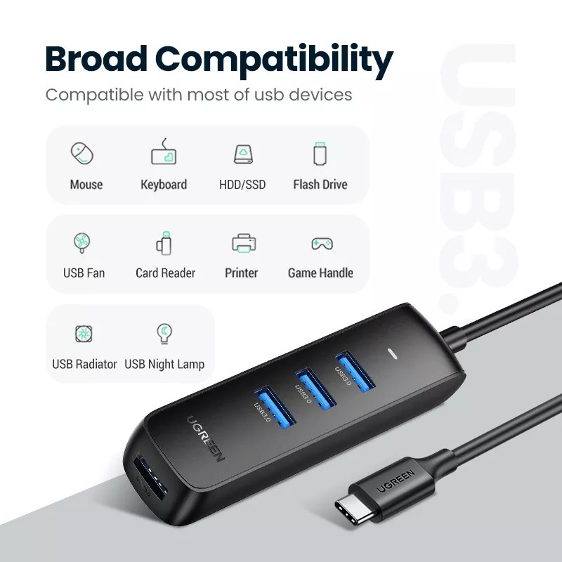 UGREEN USB HUB Type C to USB 3.0 4 Port Up To 5Gbps Data Transfer