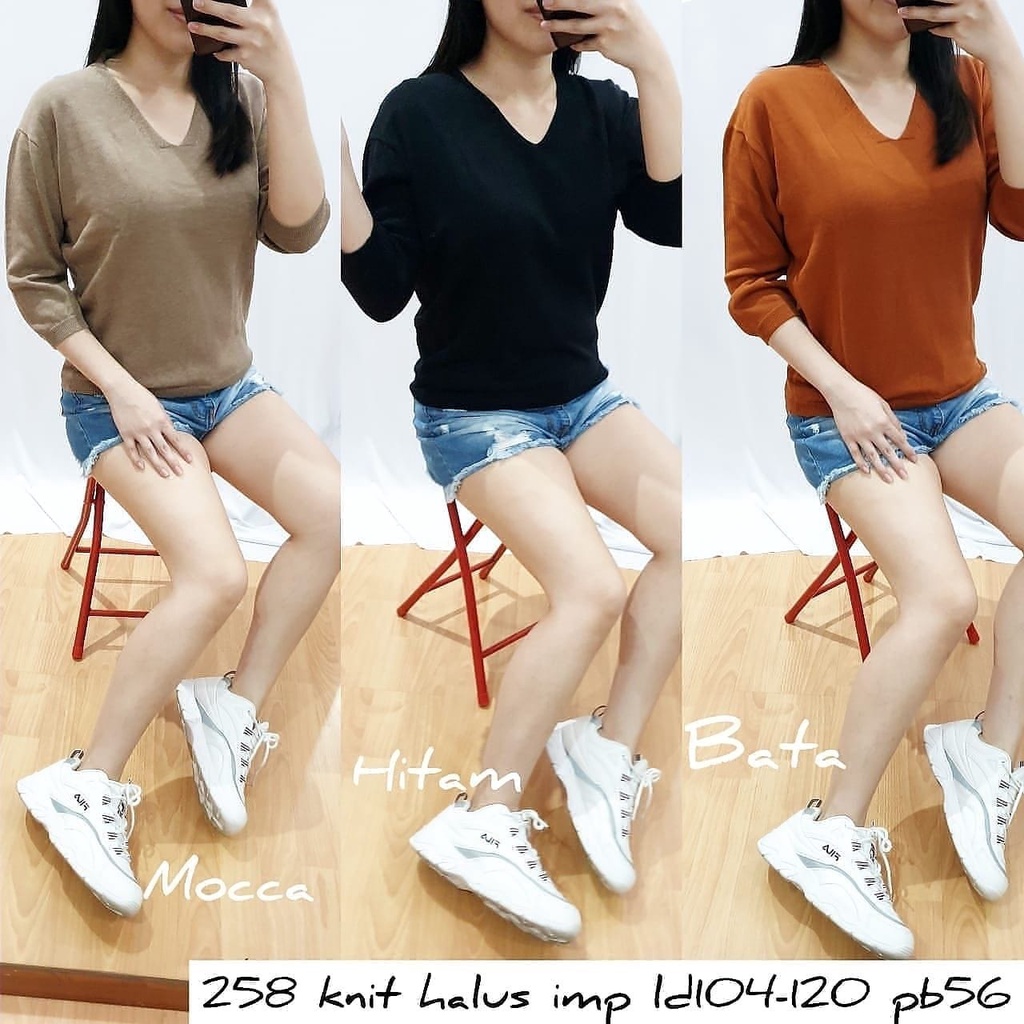 258 ATASAN POLOS RAJUT LD 104-120CM