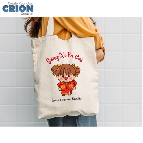 Totebag Imlek Sincia Chinese New Year Gong Xi Fa Cai blacu Bisa Custom nama -By Crion