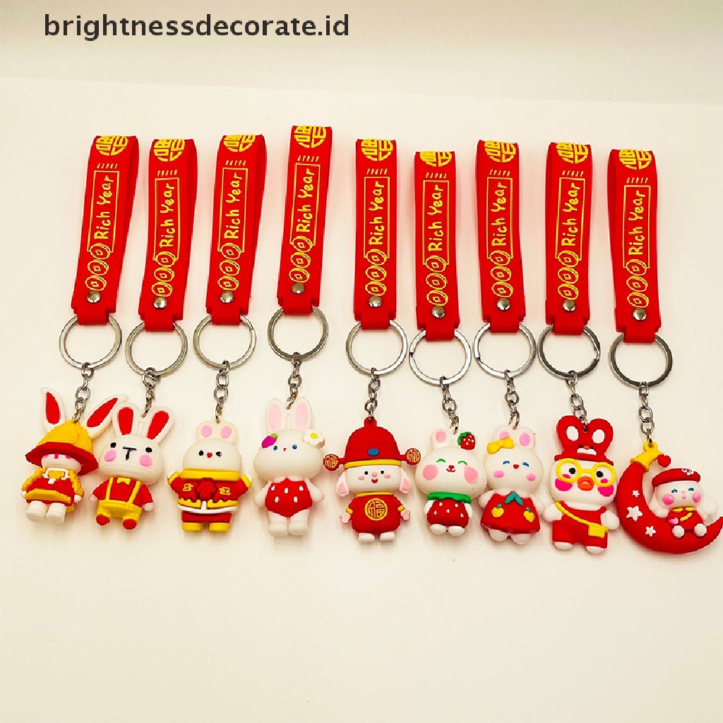 [Birth] Gantungan Kunci Merah New Year Keychain2023Gantungan Kunci Kelinci Lucu Bunny Aksesorisgantung Dekorasi Zodiak Cina Hewan Key Chain [ID]