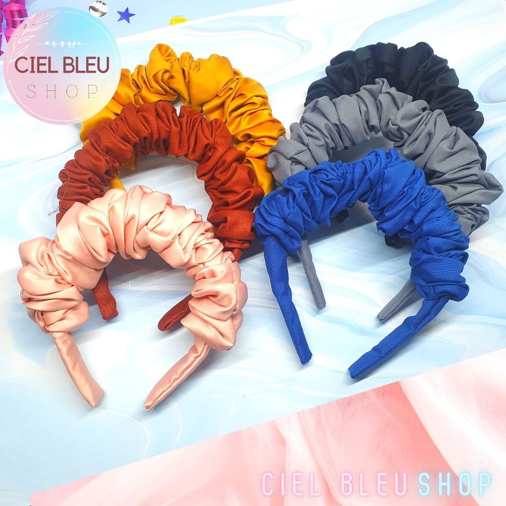 Bando Scrunchie NAGITA SLAVINA Satin / Bando Scrunchie Motif Polos Premium / CIEL BLEU SHOP