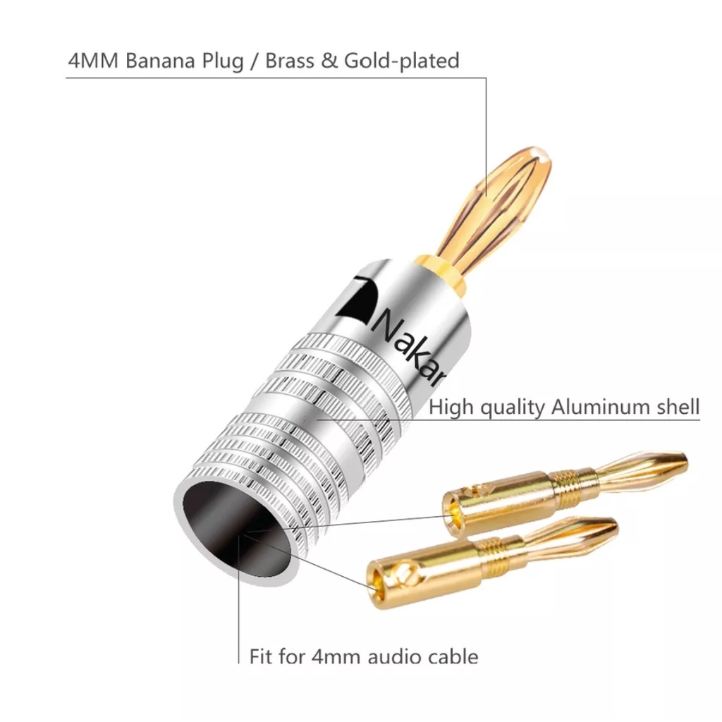 Jack Banana Plug Nakamichi Gold Plate 24 K Audio - 2pcs