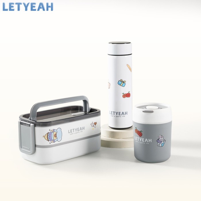 Lunch Box Letyeah Lunch Box Set/1600Ml Kotak Makan+Mangkuk Sup Portabel+Termos