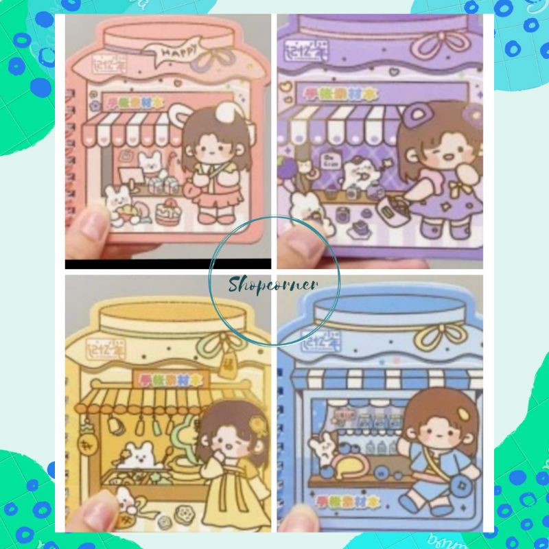 Buku Stiker 12 lembar Untuk Hiasan Diary Kilap / Glitter