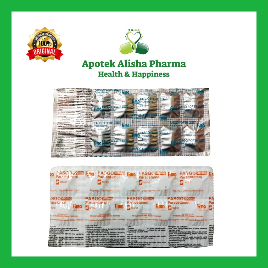 FASGO TABLET / FASGO FORTE TABLET Strip 10 Tablet - Obat Parasetamol / Pereda Nyeri / Penurun Demam / Sakit Kepala / Pasgo Tablet