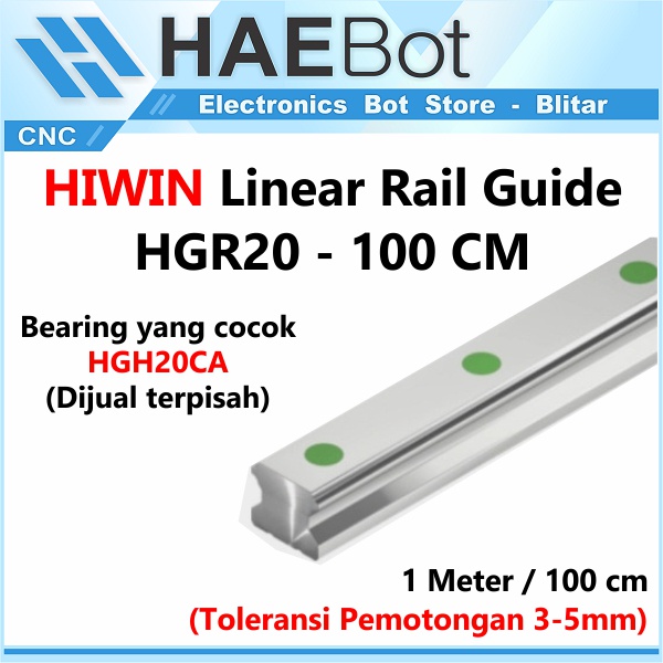 [HAEBOT] HIWIN Linear Guide Rail HGR20 HGR 20 20mm 100cm Rel CNC Laser CO2 Router Milling Plasma HGH20 Motion Industri Full Triplek Mesin Mekanik Otomasi