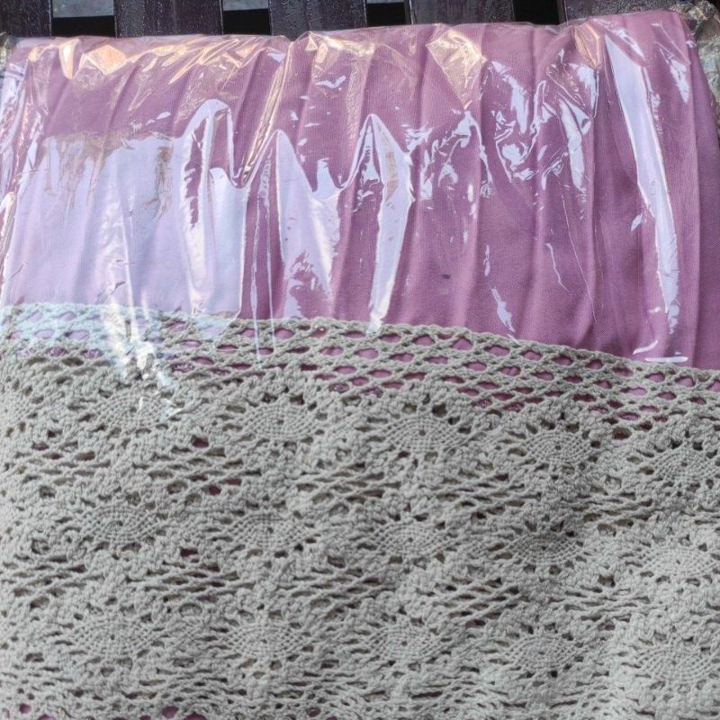 Mukena Katun Plisket Renda Rajut