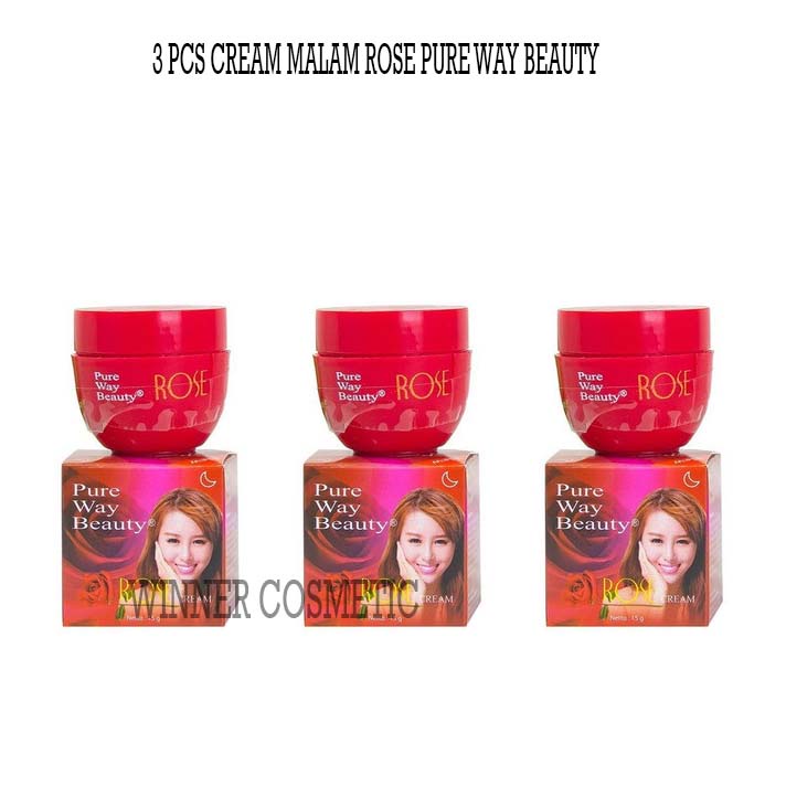 3 PCS - CREAM MALAM ROSE PURE WAY - CREAM MALAM PEMUTIH WAJAH