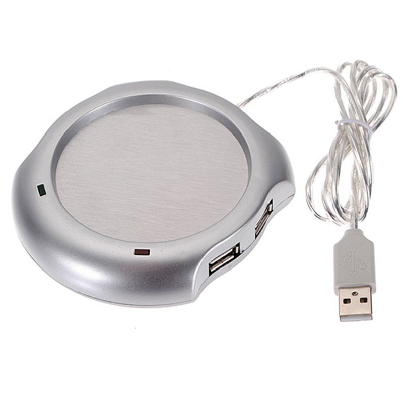 USB 2.0 Coffee Cup Warmer Pad with 4 USB Ports Hub