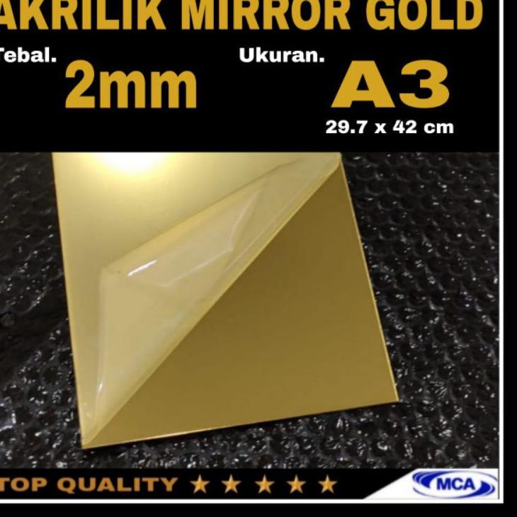 ۞ AKRILIK LEMBARAN GOLD MIRROR A3 / Acrylic Mirror Gold / Laser cutting ➦