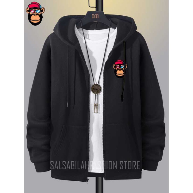 Jaket Distro Zipper - Jaket Sweater Hoodie Resleting Pria MONKEY