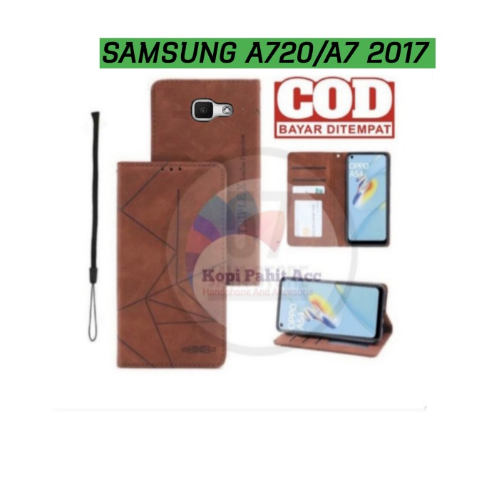Case Samsung A720 A7 2017 Flip Cover Wallet Leather Case Dompet Magnet