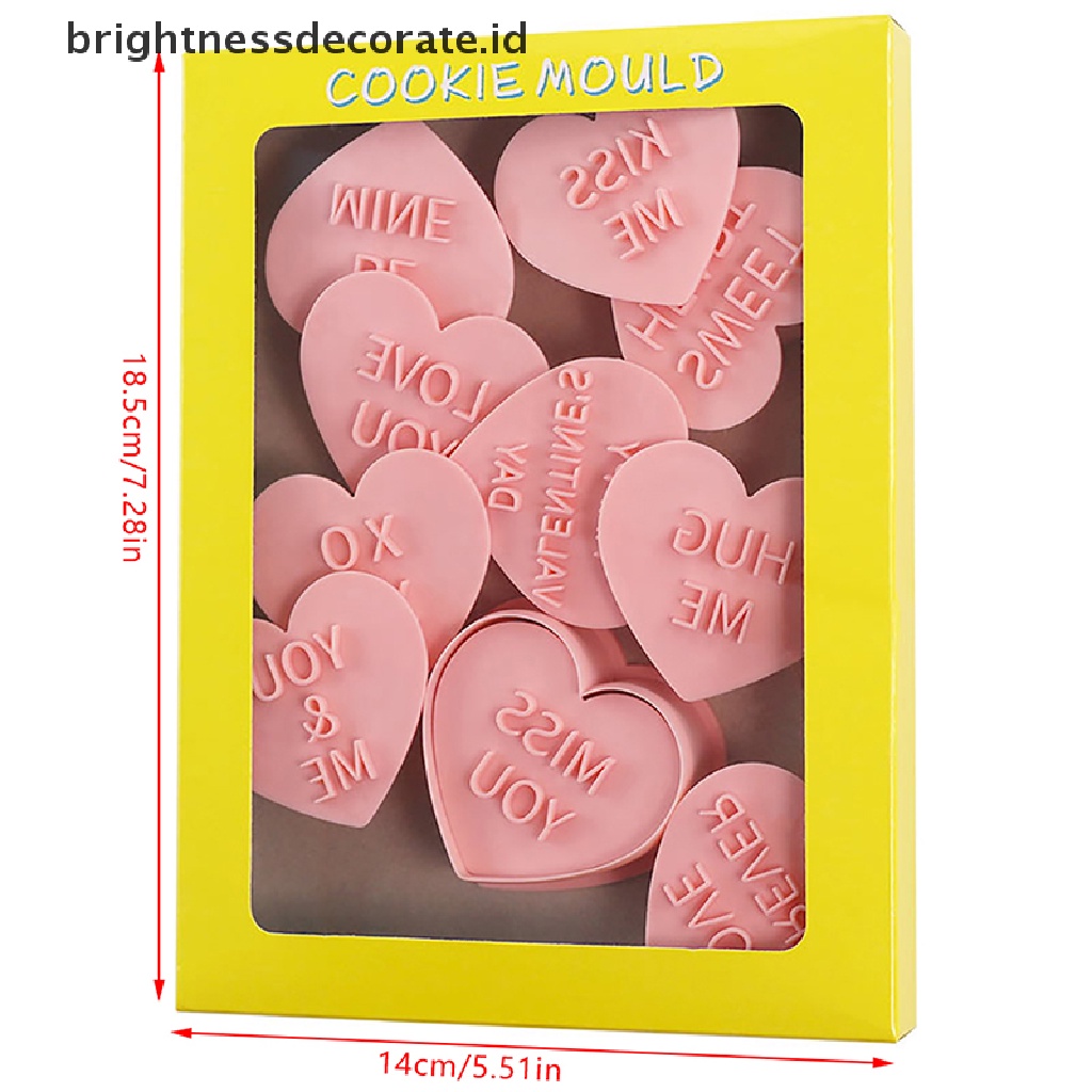 [Birth] 10pcs 3D Valene's Day Cookie Cutters Biscuit Mold Cetakan Kue Kering Stamp Dekorasi Pesta Baking Tools [ID]