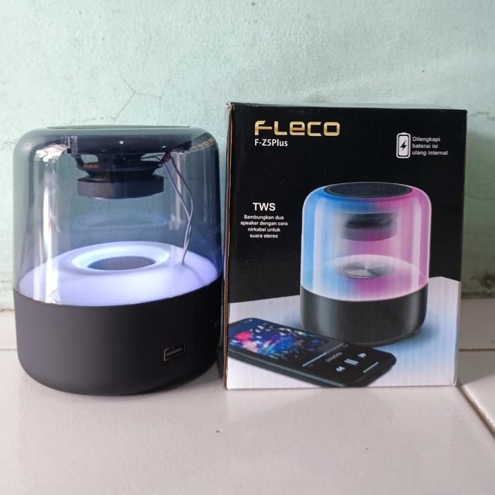 Speaker LED Fleco F-Z5Plus TWS Kristal Suara Surround Lampu WarnaWarni Dual Stereo Hi Fi Bass 10Mode Lampu