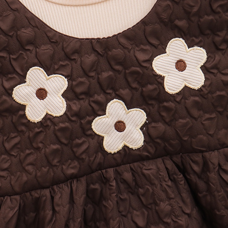 6H10 NEW Dress lengan panjang bayi/anak perempuan motif 3 bunga