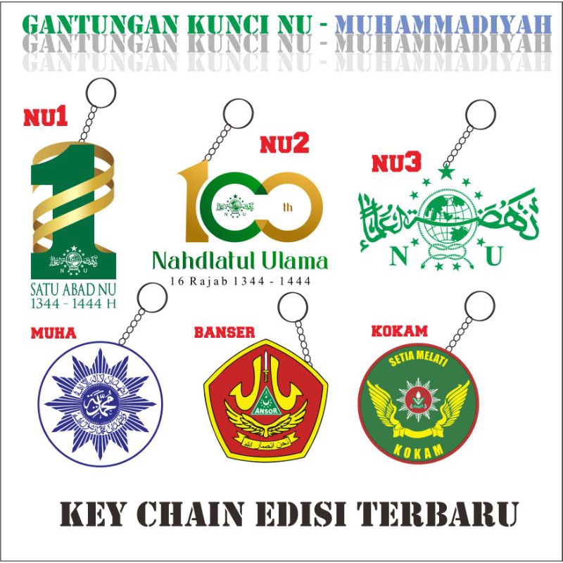 Gantungan Kunci NU MUHAMMADIYAH logo 1 abad NU kokam Banser Ganci Akrilik