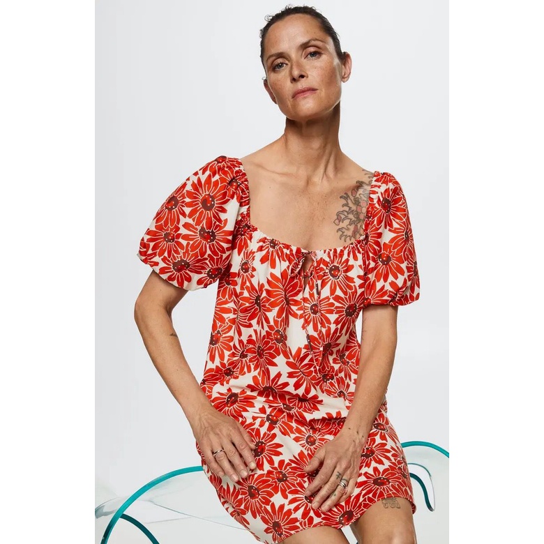 MN printed cotton flora button dress