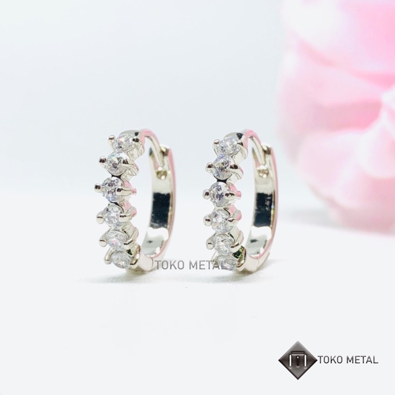 Anting Xuping 100% Original Model Permata Baris Lapis Emas Warna Rosegold/Silver [ Toko Metal ]